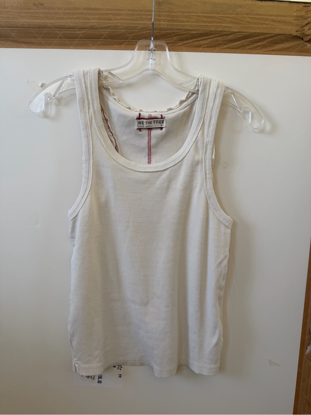 We The Free Cream Ribbed Scoop Tank
